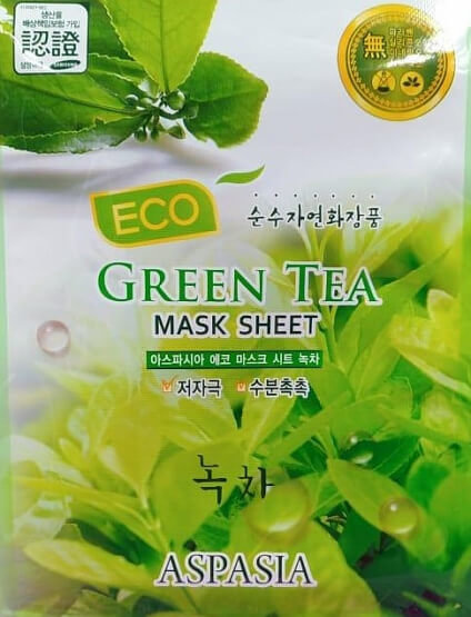 Маска для лица тканевая Aspasia Зеленый чай - Eco Sheet Pack Green Tea, 23 мл