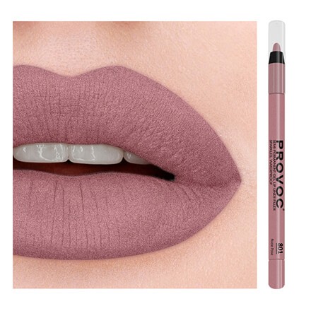 Полуперманентный гелевый карандаш для губ Provoc 801 Rozie Pose (лилово-бежевый нюд)