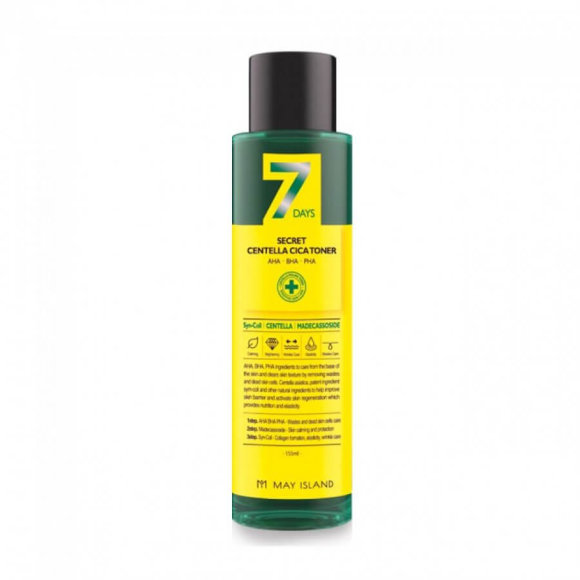 Кислотный тонер для лица May Island для проблемной кожи - 7 Days Secret Centella Cica Toner AHA/BHA/PHA, 155 мл