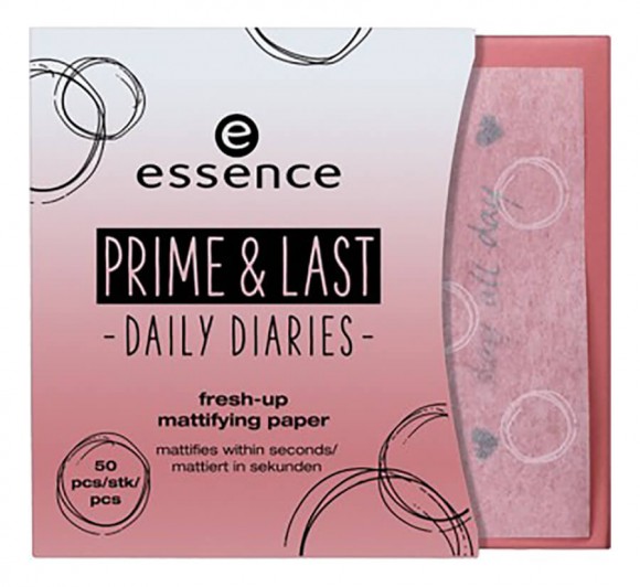 Салфетки Essence матирующие - "Prime & Last Daily Diaries" Fresh-Up Mattifying Paper - 01 Slay All Day, 50 штук