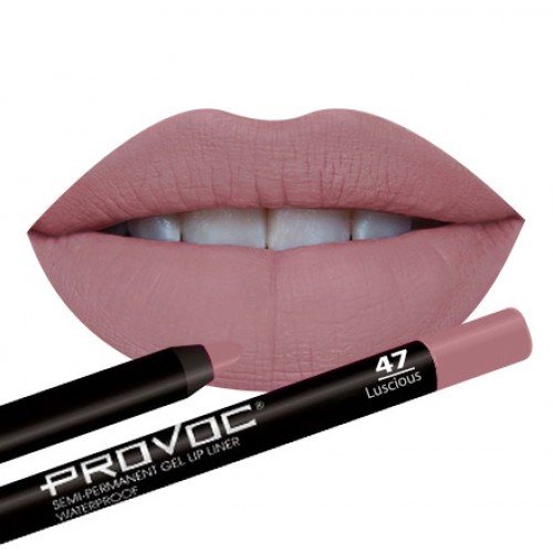 Полуперманентный гелевый карандаш для губ Provoc 47 Luscious (бежево-розовый)