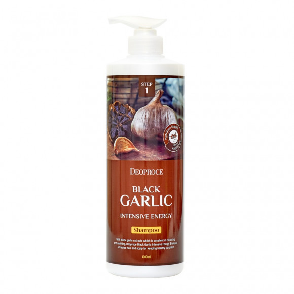 Шампунь для волос Deoproce - тонизирующий с экстрактом чёрного чеснока - Black Garlic Intensive Energy Shampoo, 1000 мл