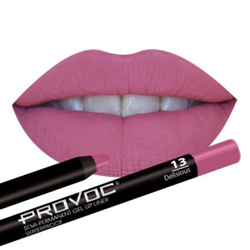 Полуперманентный гелевый карандаш для губ Provoc 13 Delicious (розово-малиновый)