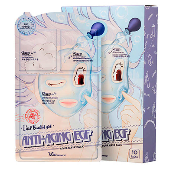 Маска для лица Elizavecca омолаживающая - 3-Step Anti-Aging EGF Aqua Mask Sheet