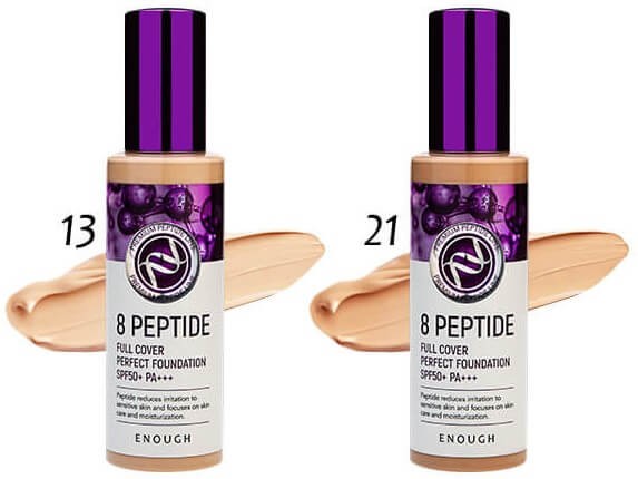 [Истекающий срок годности] Тональный крем увлажняющий с пептидами Enough - 8 Peptide Full Cover Perfect Foundation SPF50+, тон 21