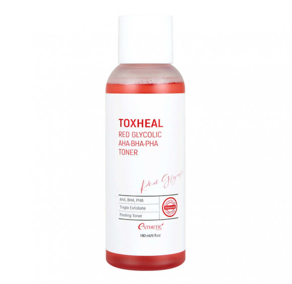 [Истекающий срок годности] Пилинг-тонер для лица Esthetic House гликолевый - Toxheal Red Glycolic AHA-BHA-PHA Toner, 180 мл