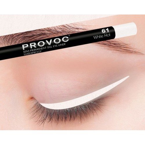 Полуперманентный гелевый карандаш для глаз Provoc 61 White Hot (белый)