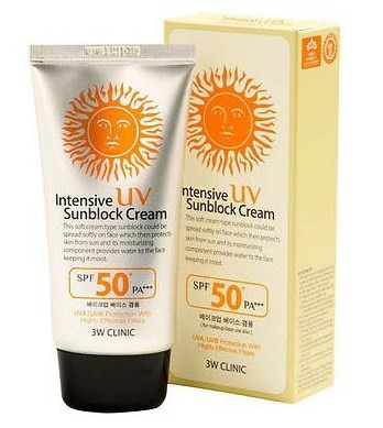 Солнцезащитный крем 3W CLINIC интенсивный - Intensive UV Sun Block Cream SPF50+++, 70 мл