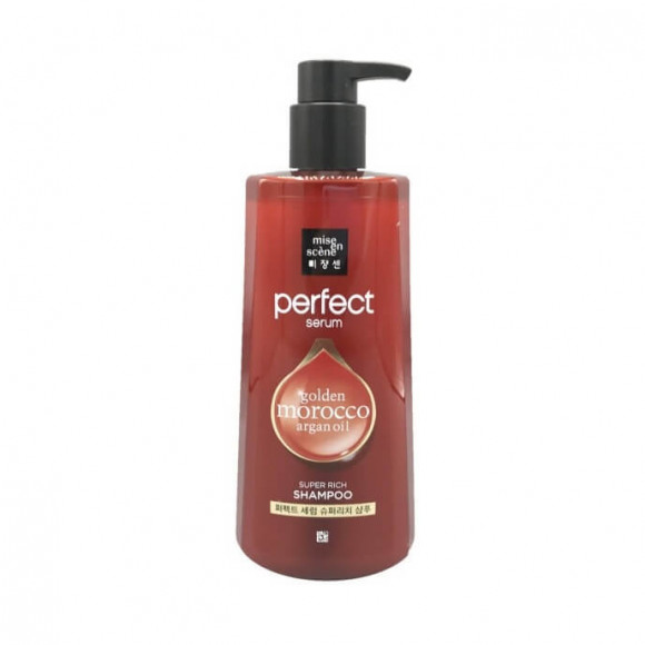 Шампунь для поврежденных волос Mise En Scene с аргановым маслом - Perfect Serum Shampoo Super Rich Morocco Argan Oil, 680 мл