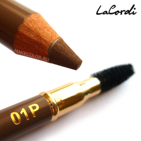 Карандаш для бровей пудровый LaCordi Professional №01P Светло-коричневый со щеточкой
