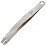 Пинцет для бровей DELECTIC - B627 скошенный, серебристый, 95 мм Пинцет для бровей DELECTIC - B627 скошенный, серебристый, 95 мм