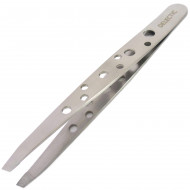 Пинцет для бровей DELECTIC - B622 скошенный, серебристый, 95 мм