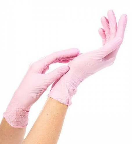Перчатки нитриловые NitriMAX - Розовые - размер S, 50 пар