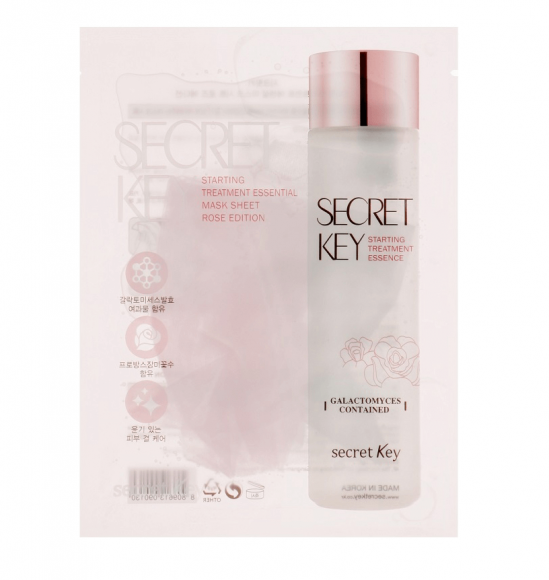 [Истекающий срок годности] Тканевая маска антивозрастная Secret Key с розовой водой - Starting Treatment Essential Mask Sheet Rose Edition