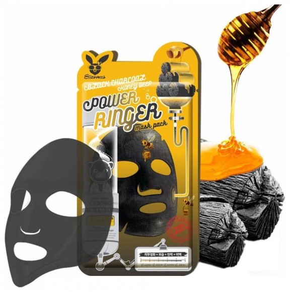Маска для лица Elizavecca с древесным углем и медом - Black Charcoal Honey Deep Power Ringer Mask Pack