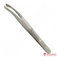 Пинцет для бровей Solinberg 1441з полированный с наклоном, ребристые ручки (ручная заточка)
