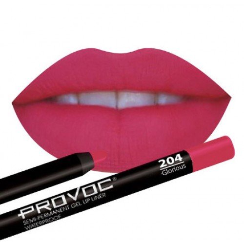 Полуперманентный гелевый карандаш для губ Provoc 204 glorious (красно-малиновый)