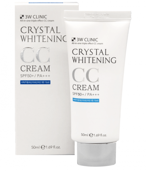 CC-крем 3W CLINIC с эффектом осветления - Crystal Whitening CC Cream SPF50+/PA+++ 02 оттенок, 50 мл