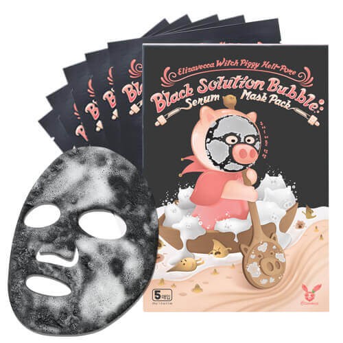 Маска для лица тканевая Elizavecca пузырьковая -  Witch Piggy Hell Pore Black Solution Bubble Serum Mask Pack