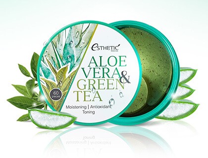 Гидрогелевые патчи для глаз Esthetic House с алоэ и зеленым чаем - Aloe Vera and Green Tea Hydrogel Eye Patch