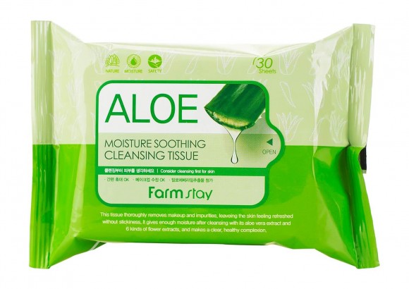 Очищающие салфетки для лица Farm Stay увлажняющие с экстрактом алоэ - Aloe Moisture Soothing Cleansing Tissue
