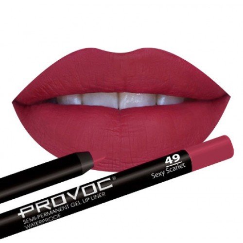 Полуперманентный гелевый карандаш для губ Provoc 49 Sexy Scarlet (бордовый)