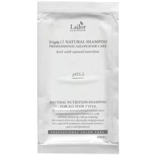 Шампунь для волос Lador безсульфатный с эфирными маслами в формате пробника - Triplex Natural Shampoo, 10 мл