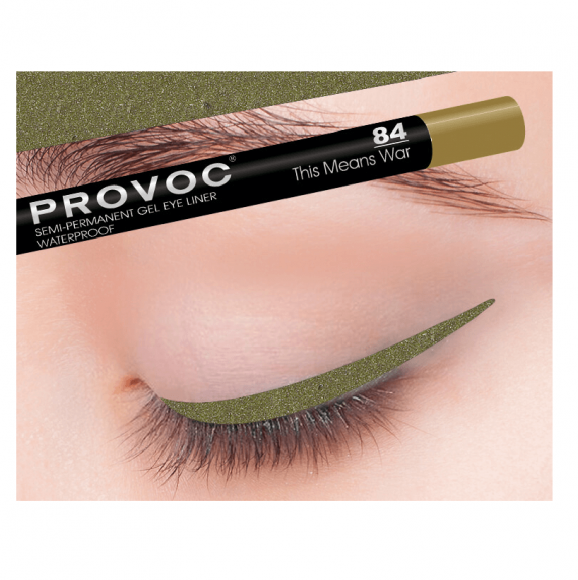 Полуперманентный гелевый карандаш для глаз Provoc 84 This Means War (оливковый с блеском)