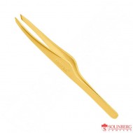 Пинцет для бровей Solinberg G805з наклонное окончание с четкими гранями, золото (ручная заточка)