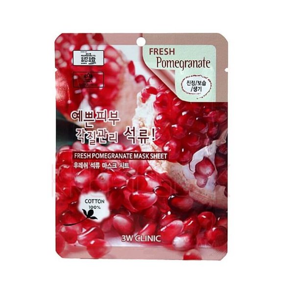 Маска для лица 3W CLINIC с экстрактом граната - Fresh Pomegranate Mask Sheet, 23 мл
