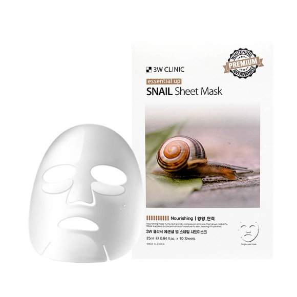 Маска для лица 3W CLINIC разглаживающая с улиточным муцином - Essential Up Snail Sheet Mask, 25 мл