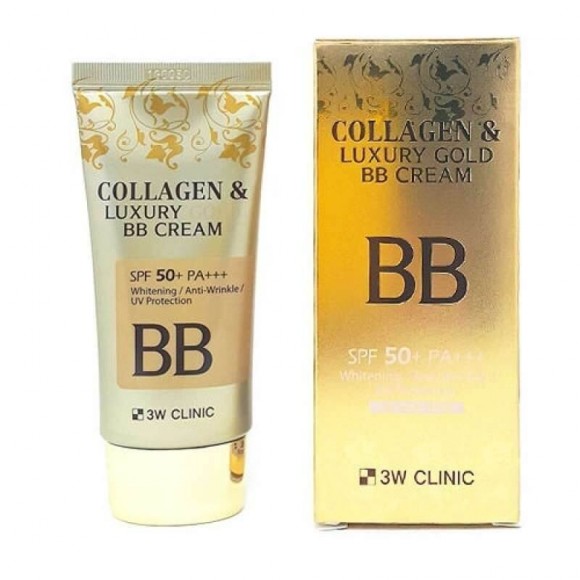 BB-крем 3W CLINIC с коллагеном и золотыми капсулами - BB Cream Collagen & Luxury Gold, 50 мл