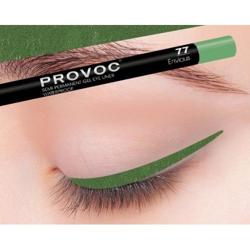 Полуперманентный гелевый карандаш для глаз Provoc 77 Envious (малахитовый с шиммером)