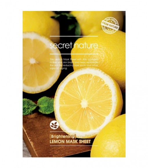[Истекающий срок годности] Придающая сияние маска для лица с лимоном Secret Nature - Brightening Lemon Mask Sheet