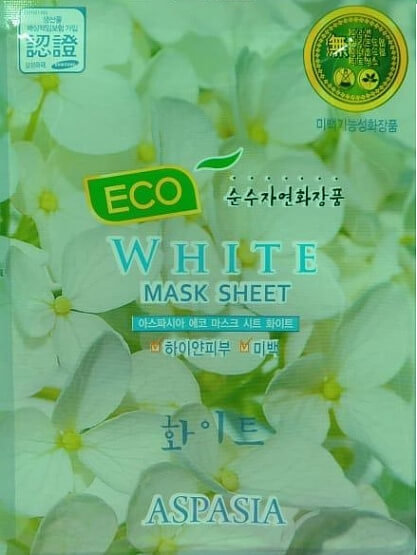 Маска для лица тканевая Aspasia Белые цветы -   Eco Sheet Pack White, 23 мл