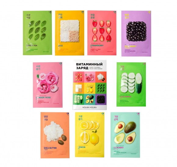 Набор тканевых масок Holika Holika - Pure Essence, 10 шт Набор тканевых масок Holika Holika - Pure Essence, 10 шт