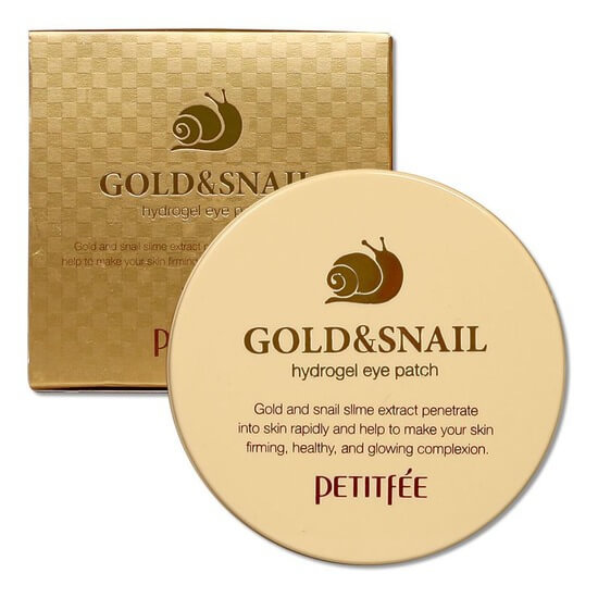 Патчи гидрогелевые для век Petitfee с золотом и муцином улитки Gold and Snail Hydrogel Eye Patch