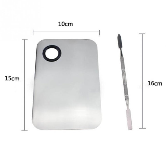 Палитра металлическая для смешивания косметики + шпатель Палитра металлическая для смешивания косметики + шпатель